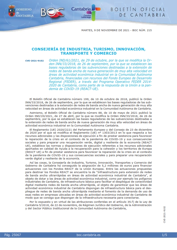 ORDEN IND 61 2021 MODIFICA LA ORDEN INN 33 2018 SUBVENCIONES EXTENSIÓN REDES BANDA ANCHA_001